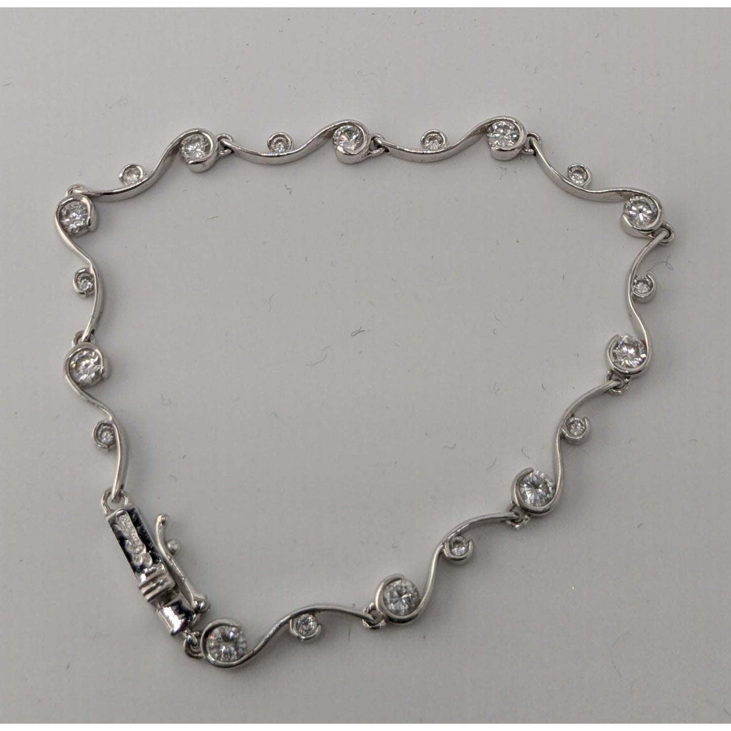 Vintage Whimsical Signed Sterling Silver & Cubic Zirconia Bracelet