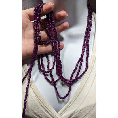 Eggplant Purple Glass Beaded Necklace Set Of 3