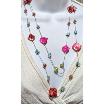 Rainbow Multilayer Shell Pearl Beaded Necklace