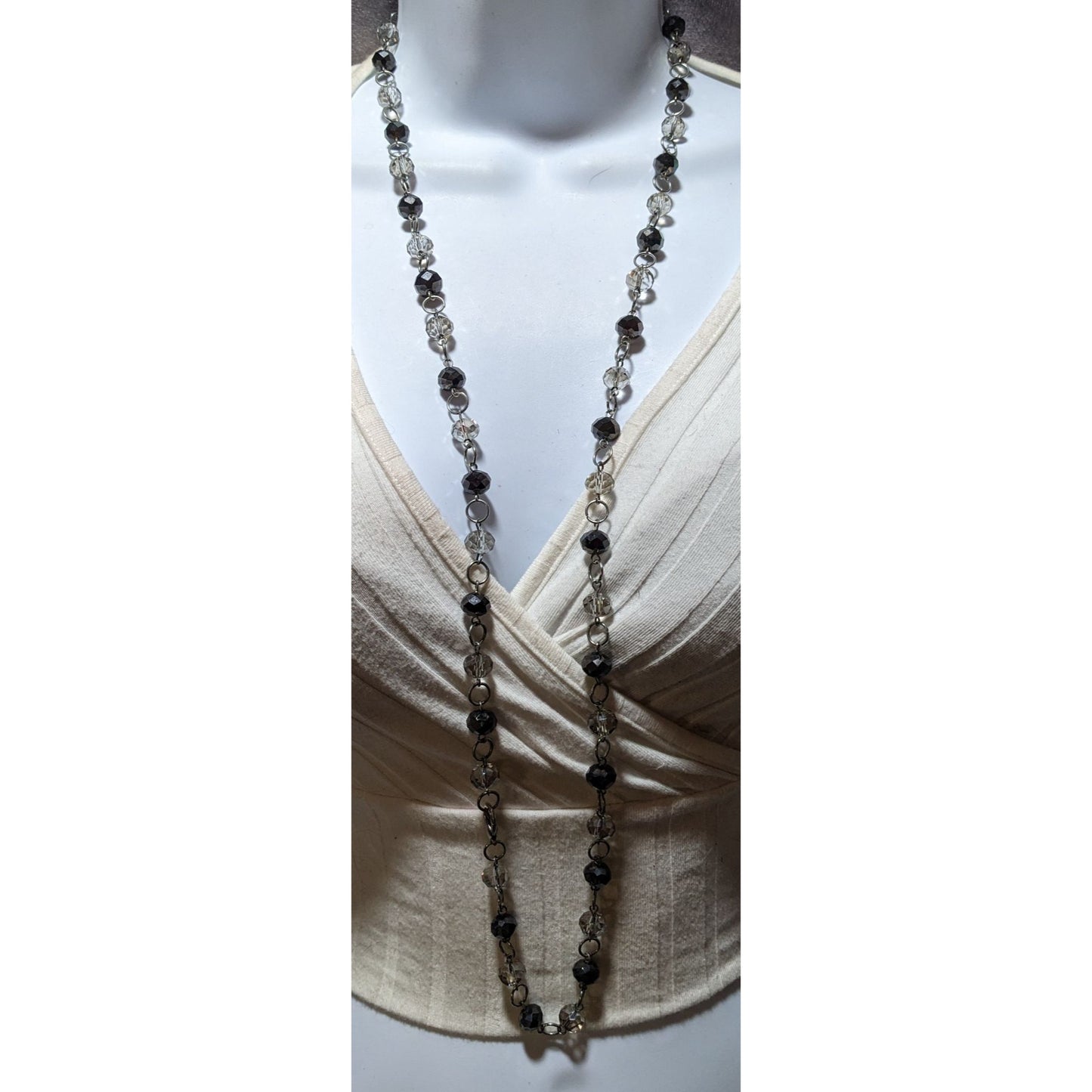 Black And Clear Faceted Glass Necklace