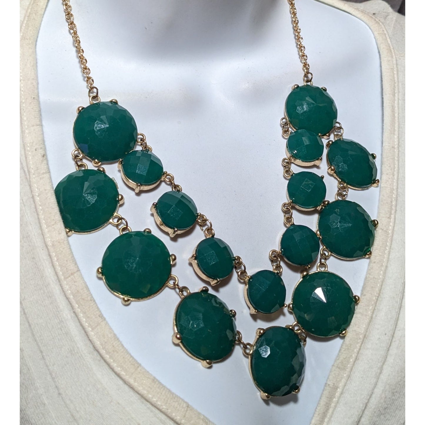 Y2K Glam Chunky Green Gemmed Statement Necklace