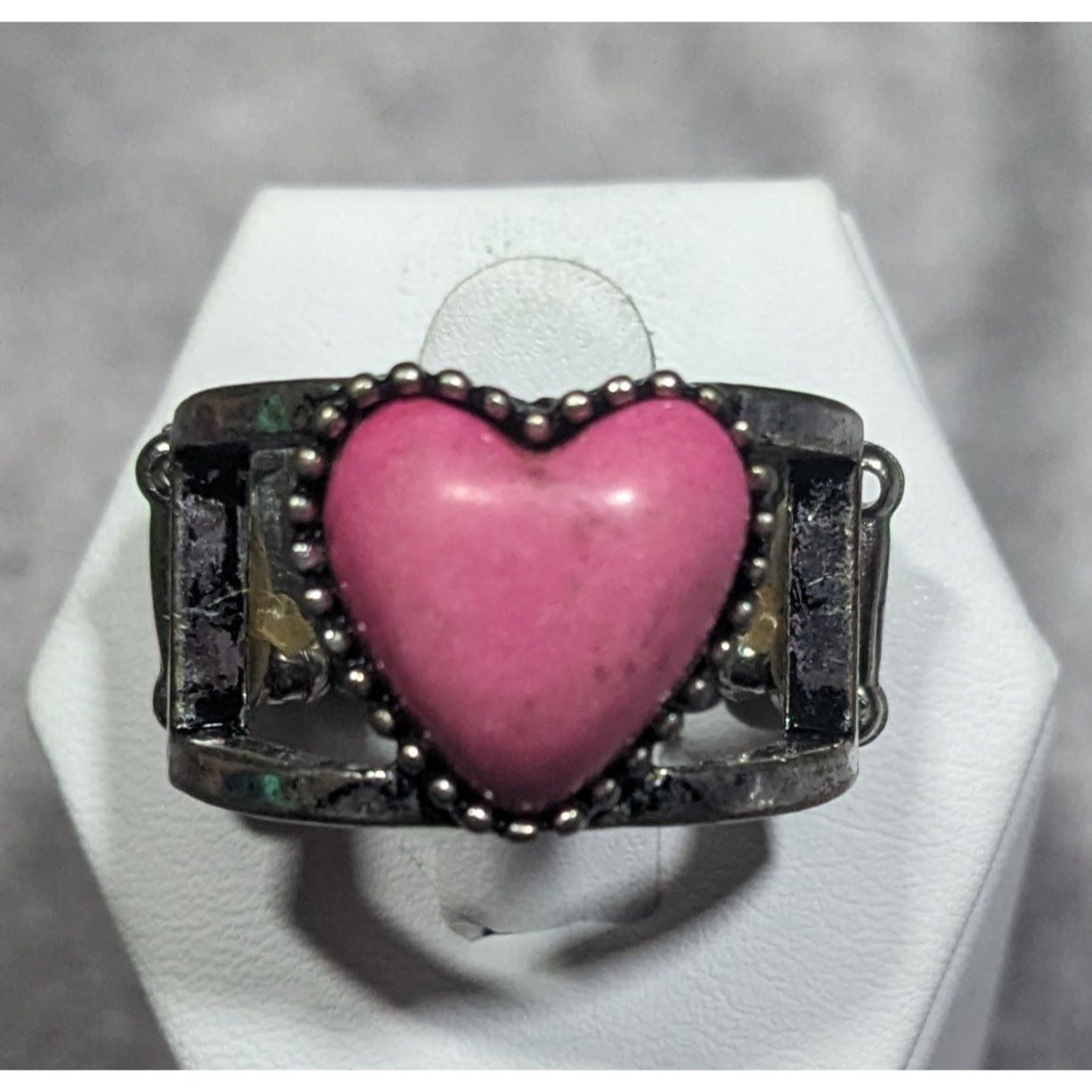 Coquette Pink Heart Stone Casual Stretch Ring Size 6