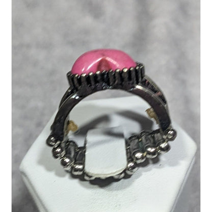 Coquette Pink Heart Stone Casual Stretch Ring Size 6