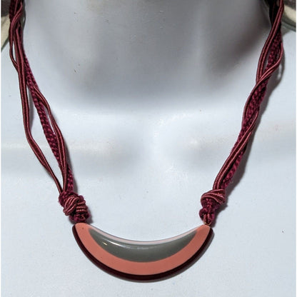 Vintage Lucite Pink And Grey Pendant Necklace