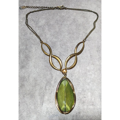 Jennifer Lopez Green And Gold Gemmed Necklace