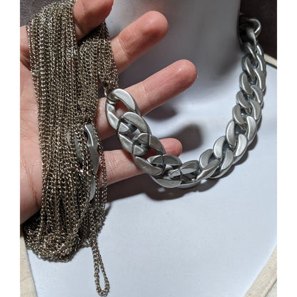 Silver Chain Costume Statement  Necklace