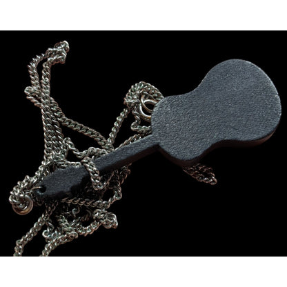 Black Guitar Shaped Wood Pendant Necklace