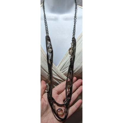 Glam Goth Gemmed Chain Multilayer Necklace