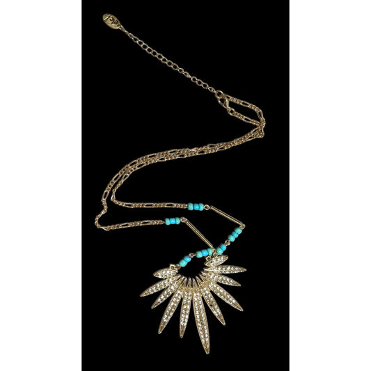 Southwestern Sunburst Rhinestone Pendant Necklace