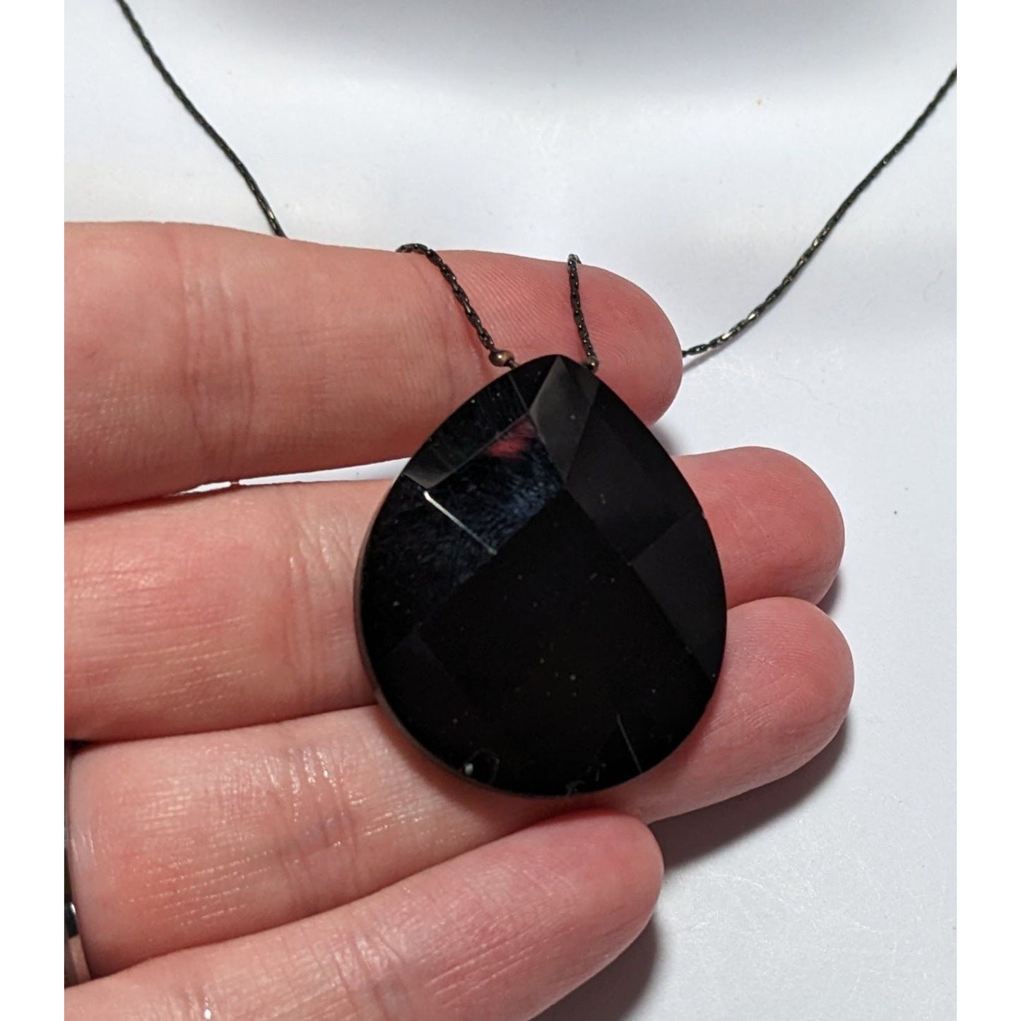 Gothic Glass Tear Drop Gem Necklace