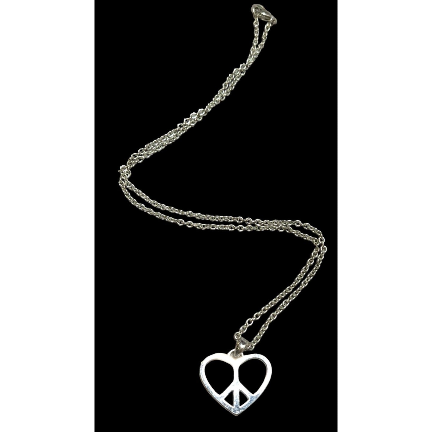 Silver Peace Heart Necklace