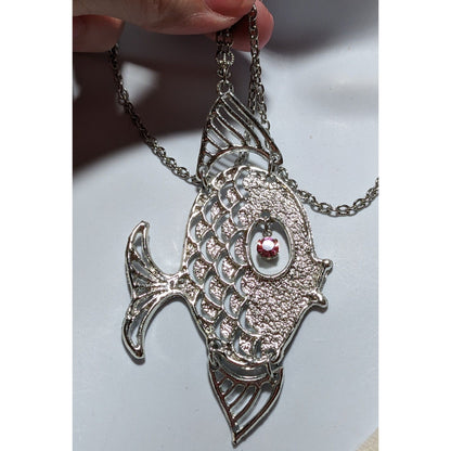 Vintage Silver Articulated Fish Necklace