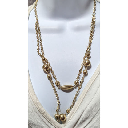 Multilayer Gold Beaded Chain Necklace