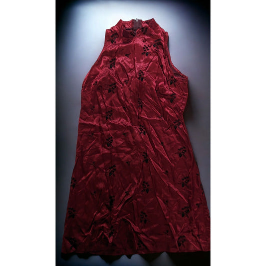 Possessed Vintage 90s Qipao Style Red Floral Dress