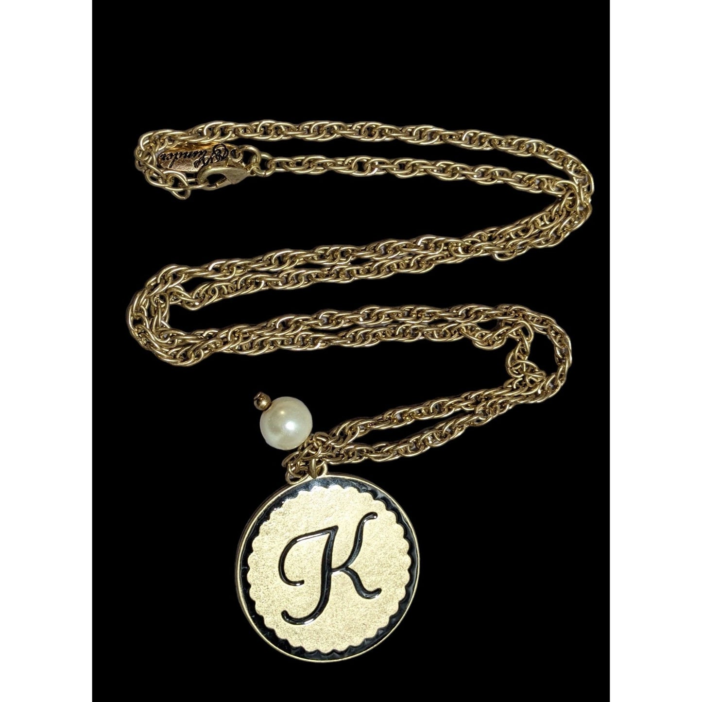 Plunder Jewelry Monogram "K" Medallion Necklace