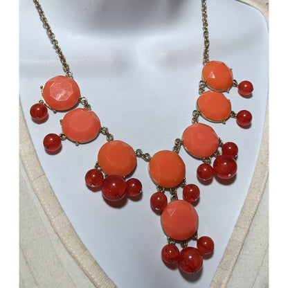 Y2K Orange And Red Gemmed Statement Necklace