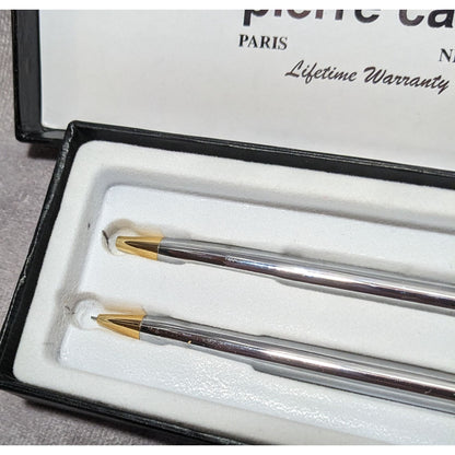 Vintage Pierre Cardin Slim Silver And Gold Writing Set