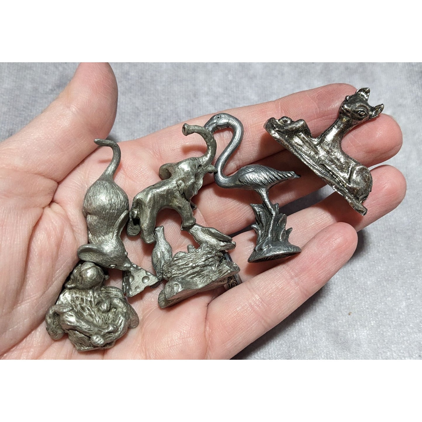 Vintage Pewter Mini Animal Set (6)