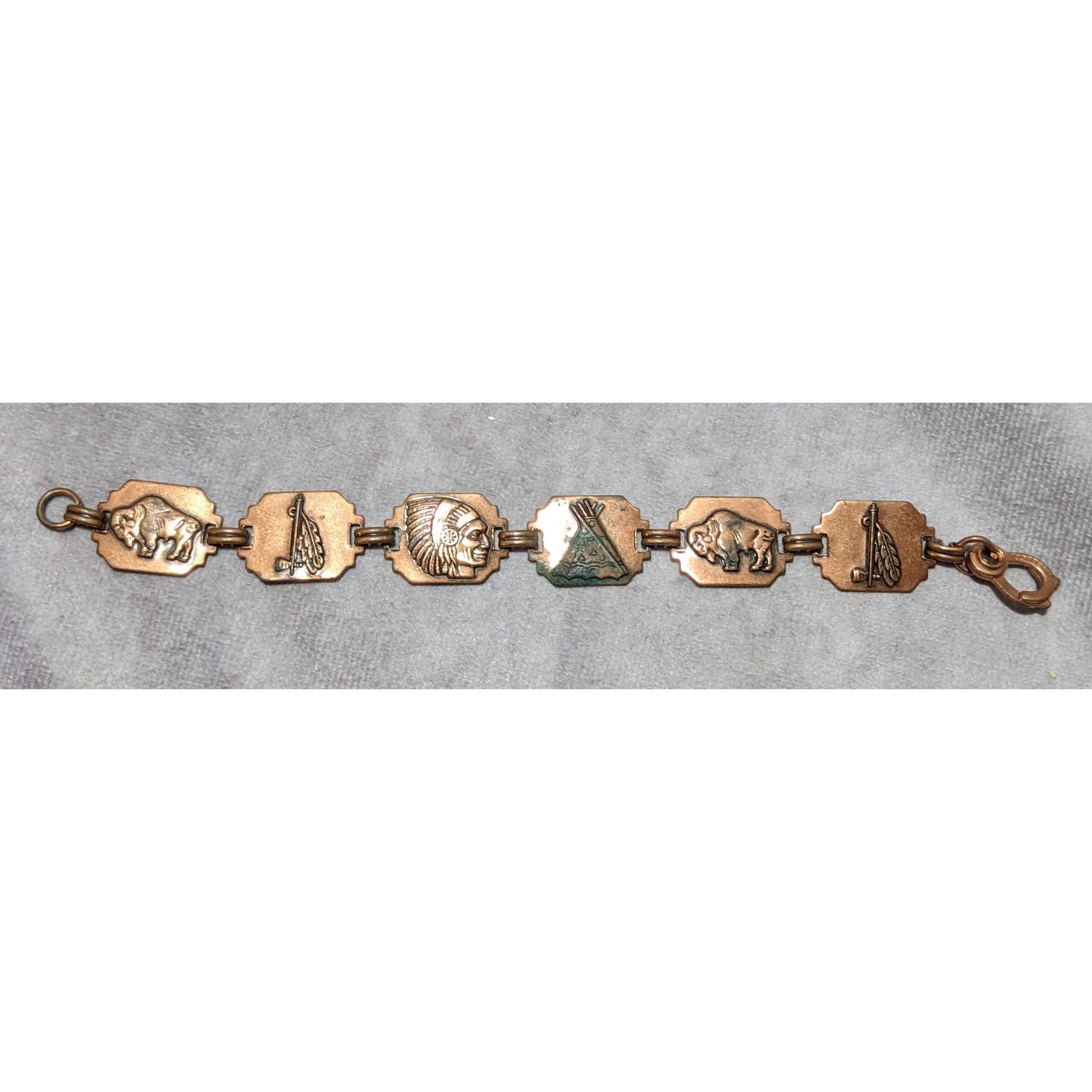 Vintage Copper Native American Link Bracelet