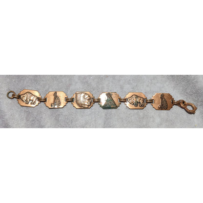 Vintage Copper Native American Link Bracelet