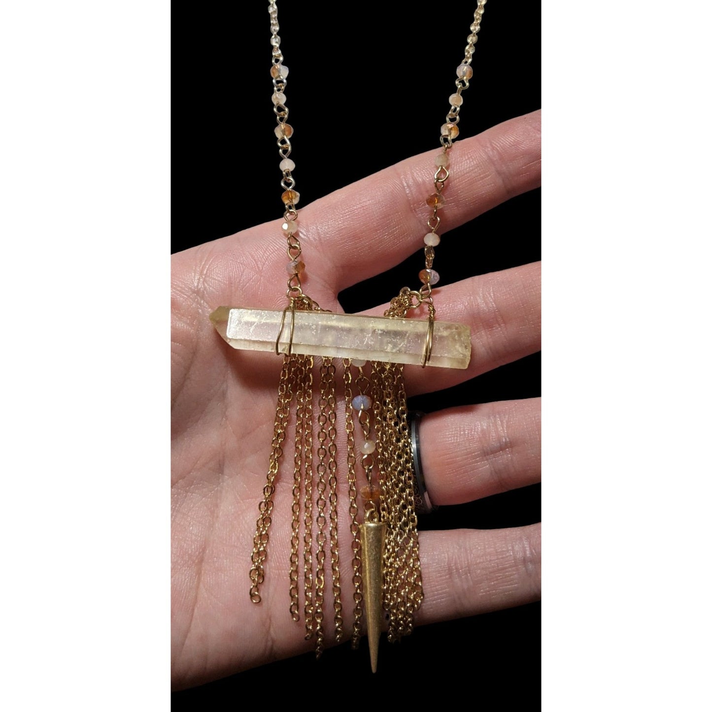 Mystical Bohemian Crystal Chain Fringe Necklace