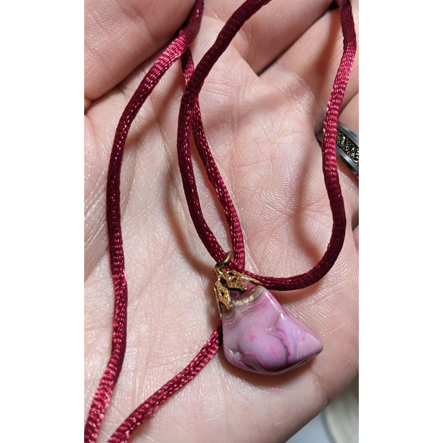 Dyed Pink Natural Agate Pendant Necklace