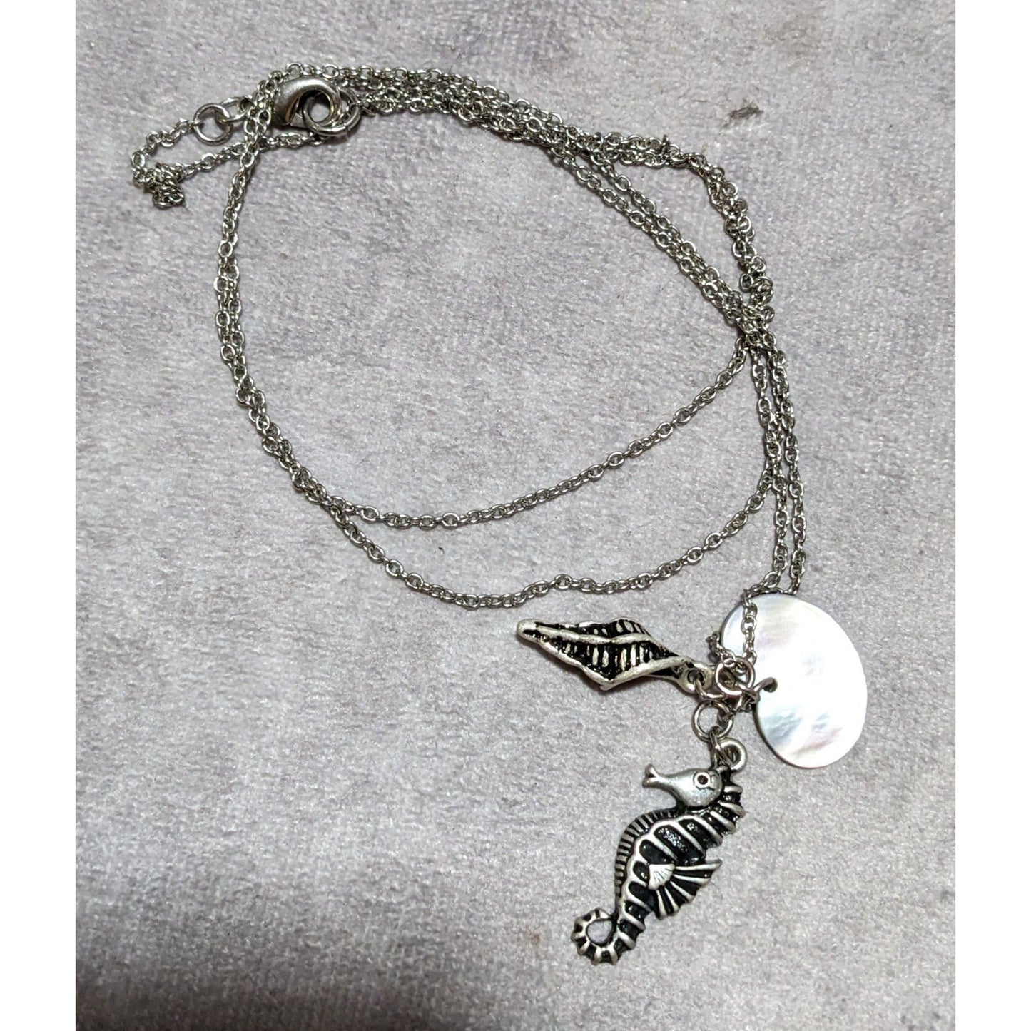 Seahorse Seashell Mermaid Charm Necklace