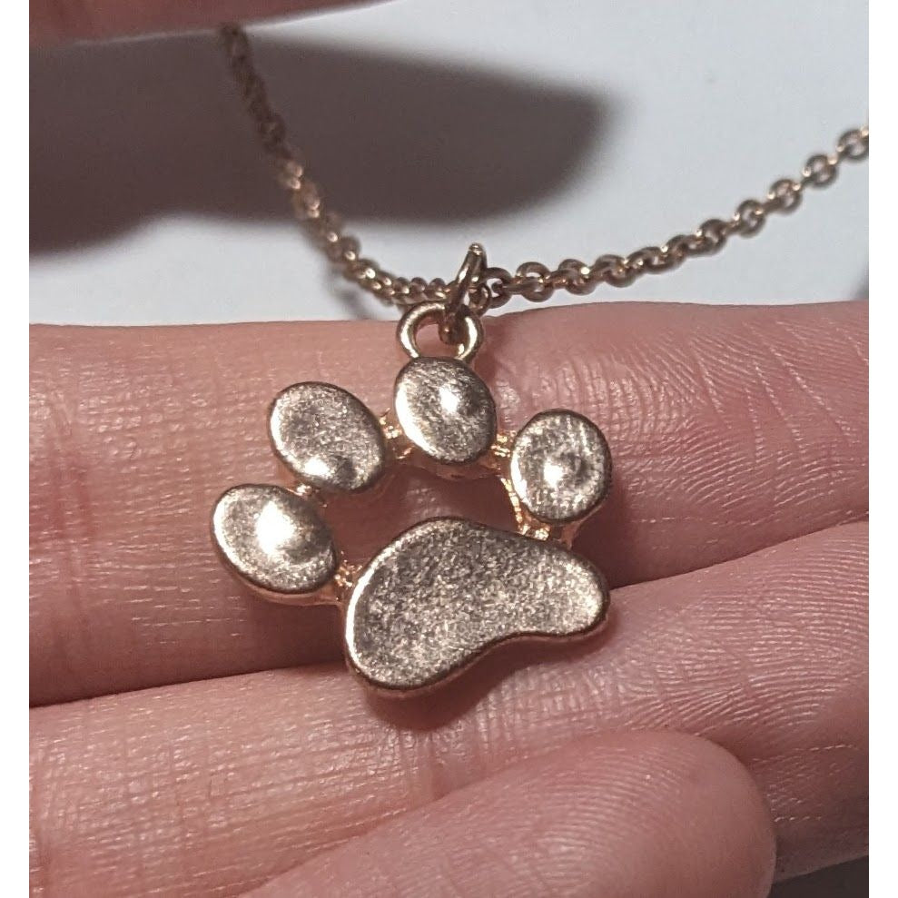 Simple Rose Gold Dog Paw Pendant Necklace