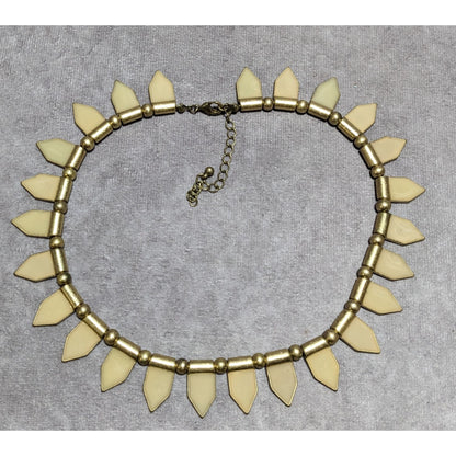 Vintage Tribal-Style Cream And Gold Neckalce