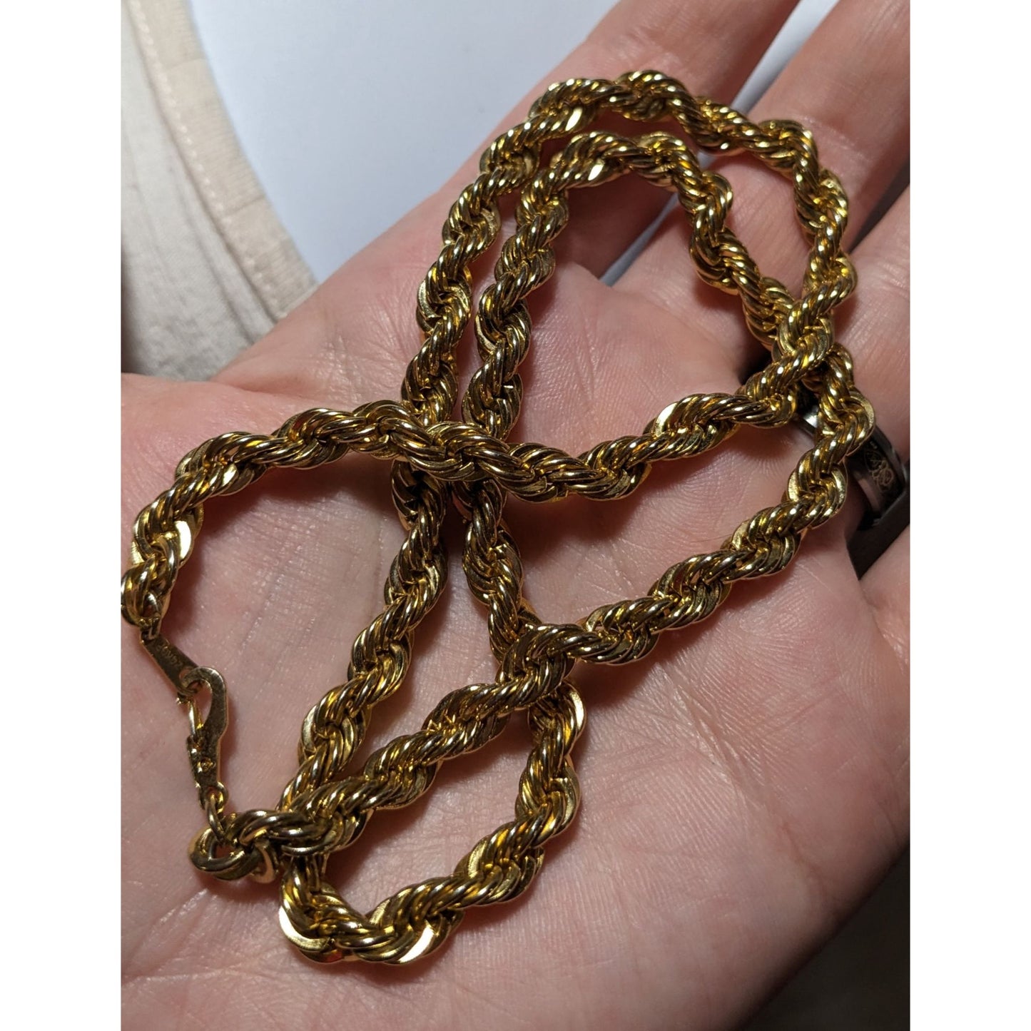 24K Gold Plated Rope Chain Necklace
