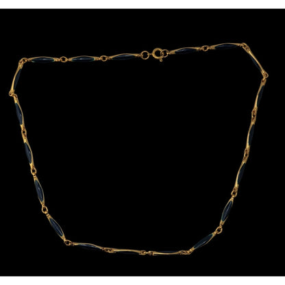 Vintage Elegant Gold-Tone Necklace With Blue Enamel Links