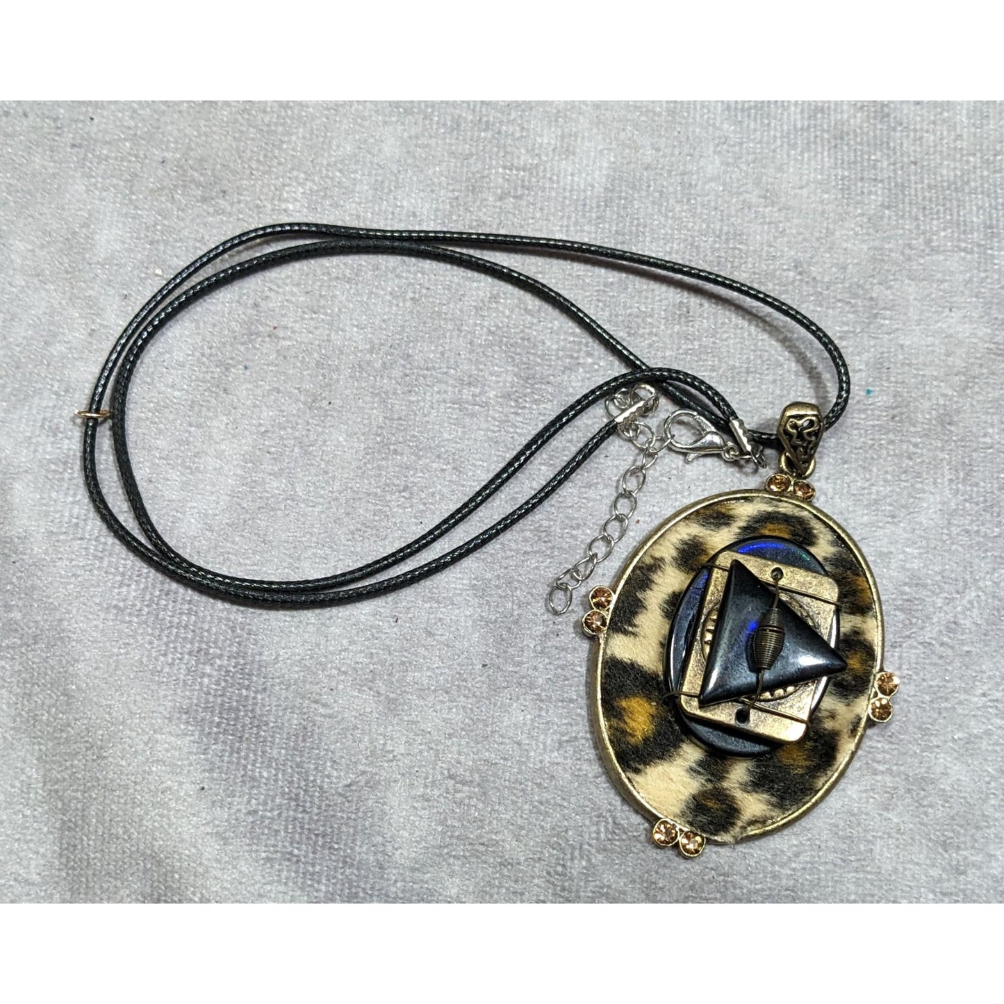 Handmade 80s Animal Print Abstract Pendant Necklace