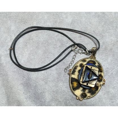 Handmade 80s Animal Print Abstract Pendant Necklace