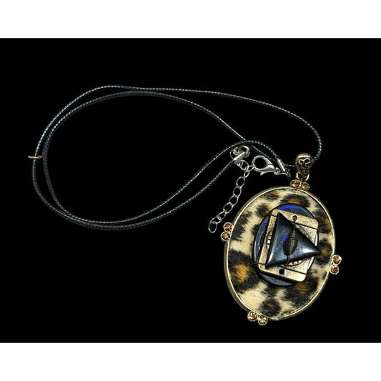 Handmade 80s Animal Print Abstract Pendant Necklace