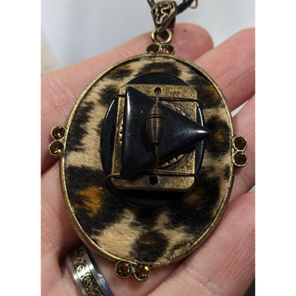 Handmade 80s Animal Print Abstract Pendant Necklace