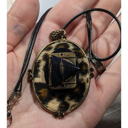 Handmade 80s Animal Print Abstract Pendant Necklace