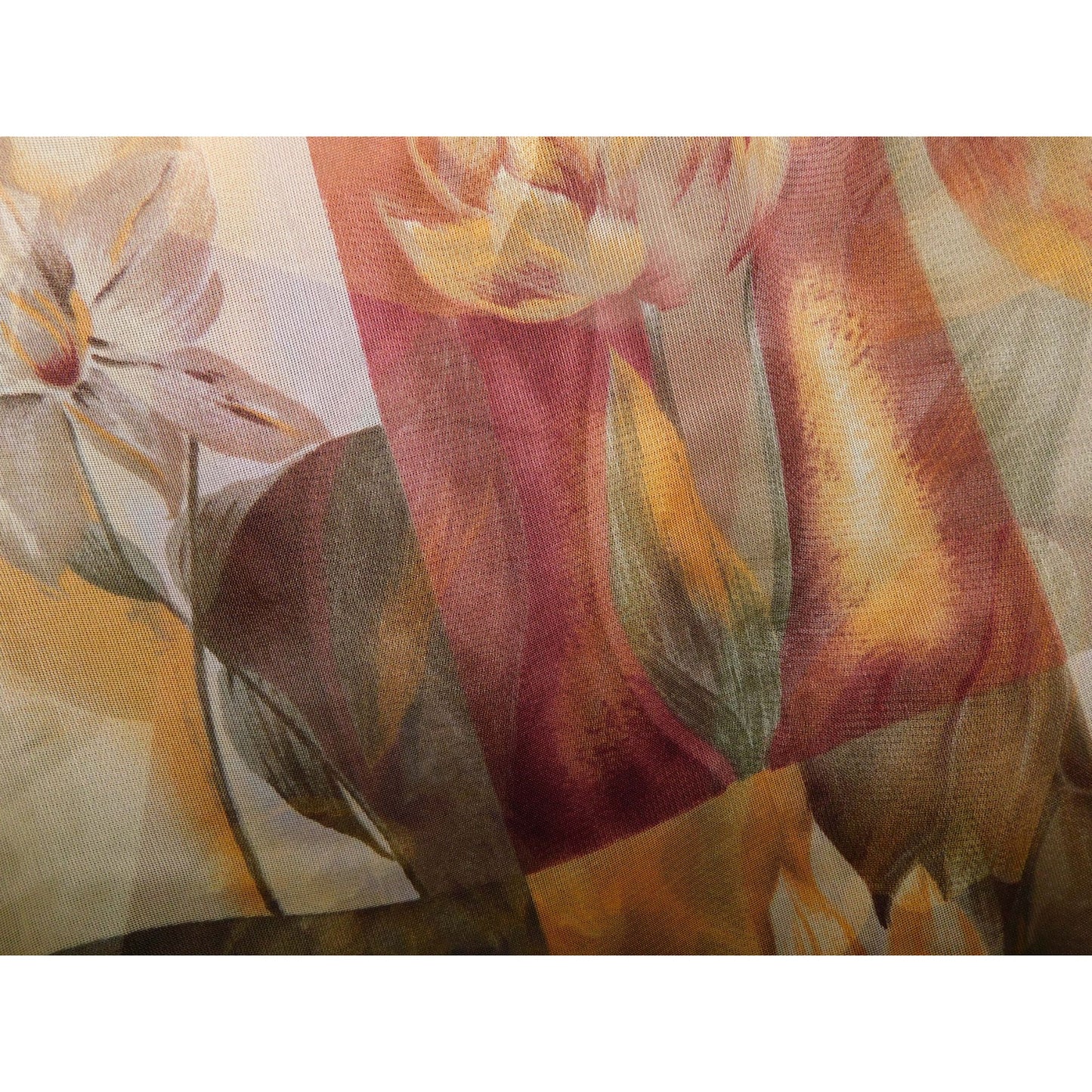 Sheer Floral Color Block Lightweight Scarf