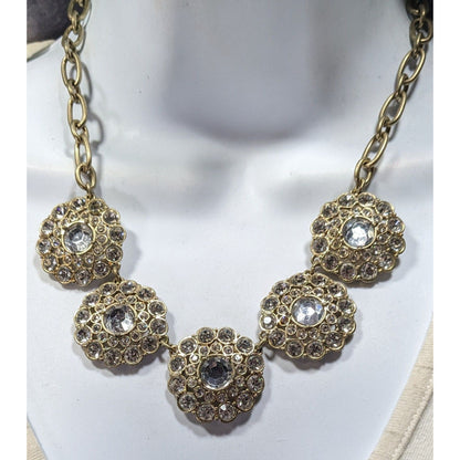 J.Crew Preppy Glam Rhinestone Medallion Necklace