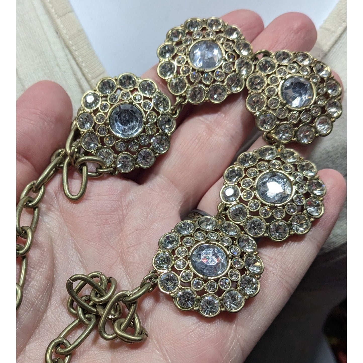 J.Crew Preppy Glam Rhinestone Medallion Necklace