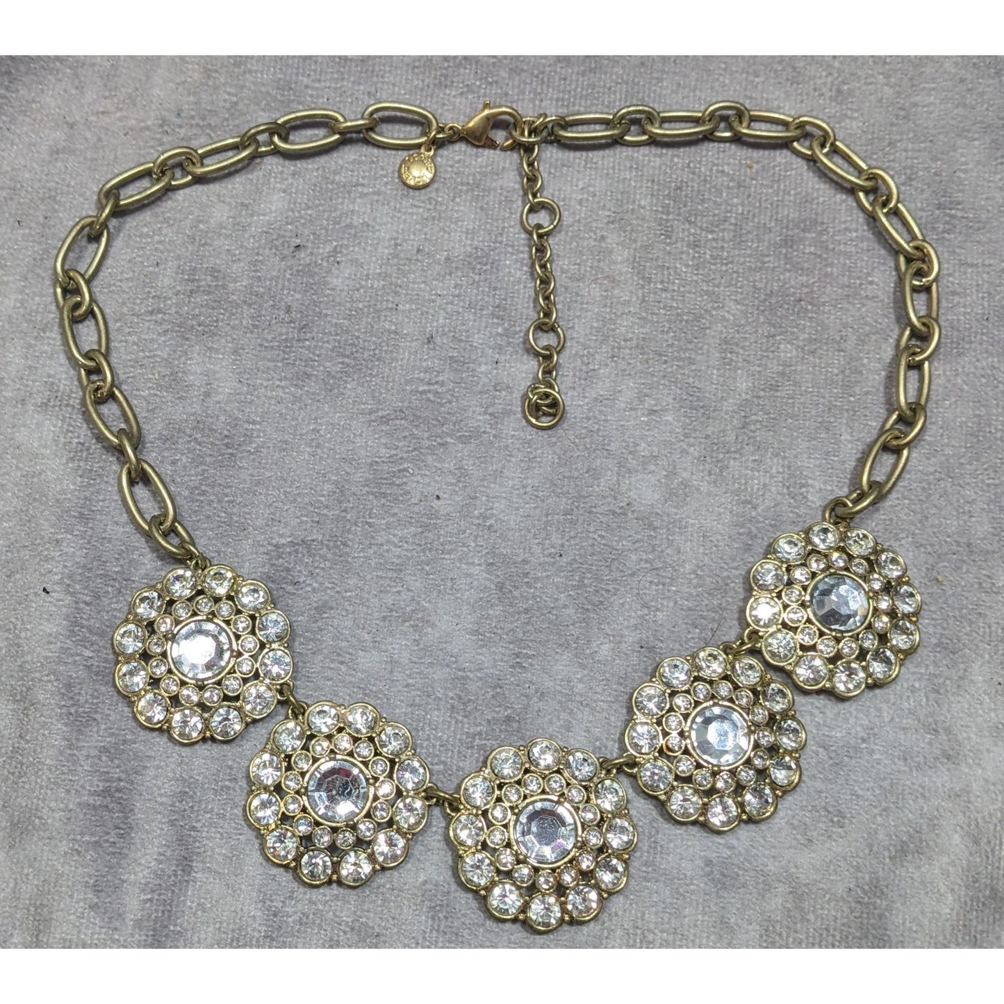 J.Crew Preppy Glam Rhinestone Medallion Necklace