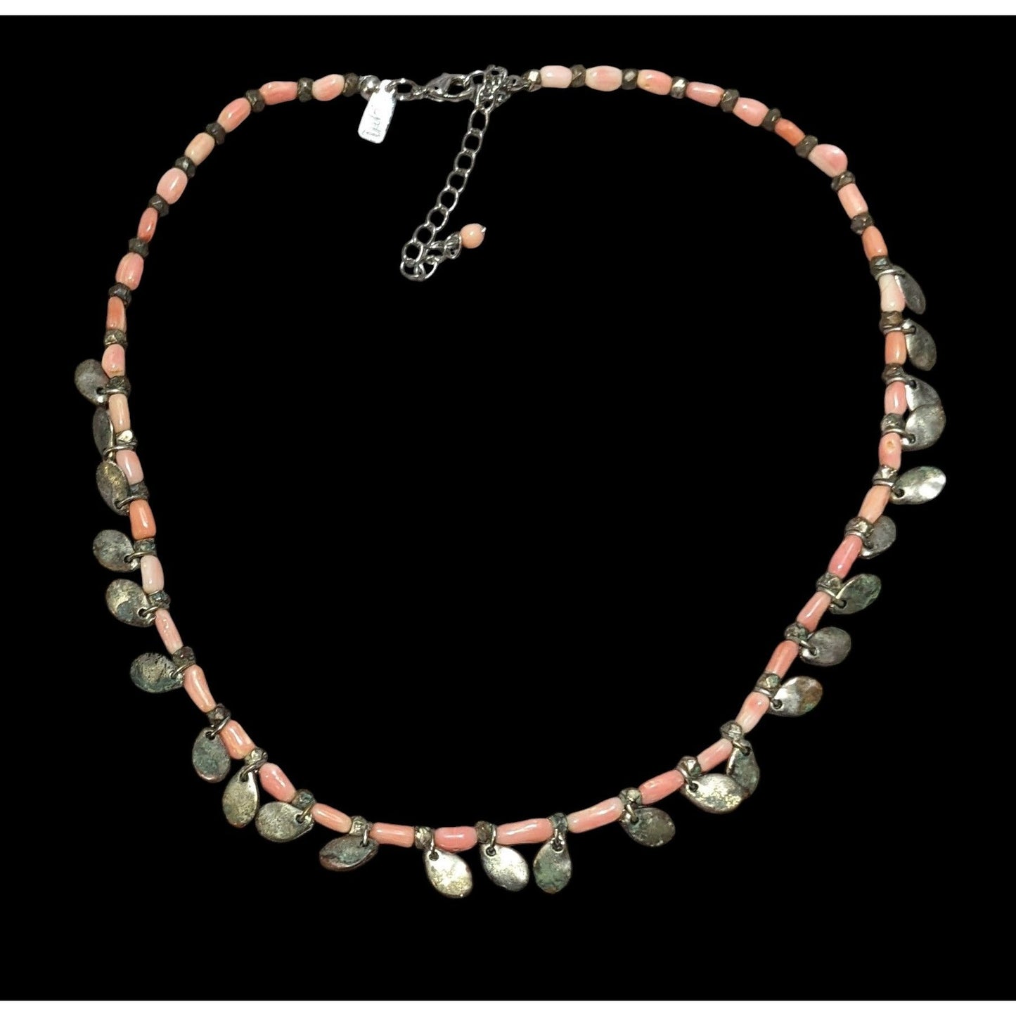 Preppy Pink Coral J.Jill Silver Charm Necklace