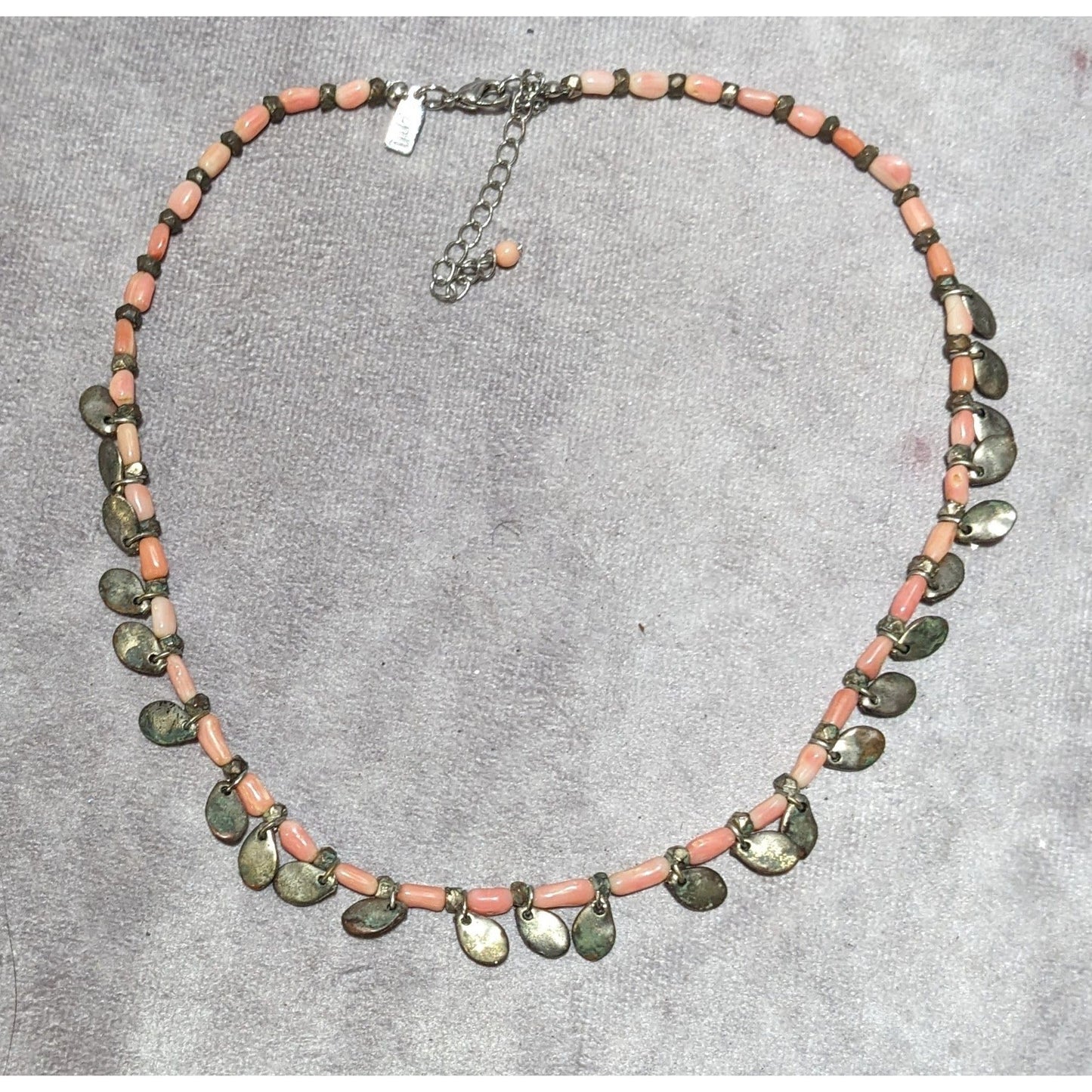 Preppy Pink Coral J.Jill Silver Charm Necklace