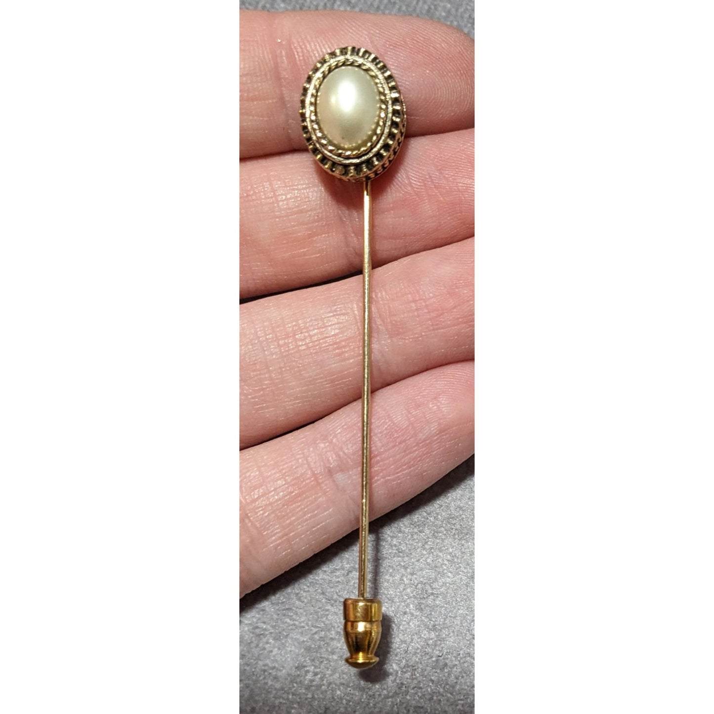 Vintage Gold Tone Sarah Coventry Faux Pearl Stick pin