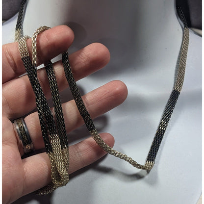 Funky Alt Black And Silver Mesh Chain Necklace