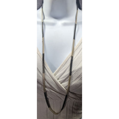 Funky Alt Black And Silver Mesh Chain Necklace