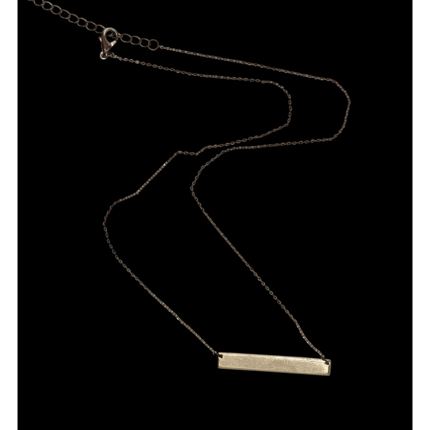 Simple Rectangular Minimalist Gold Tone Bar Pendant Necklace Geometric Jewelry