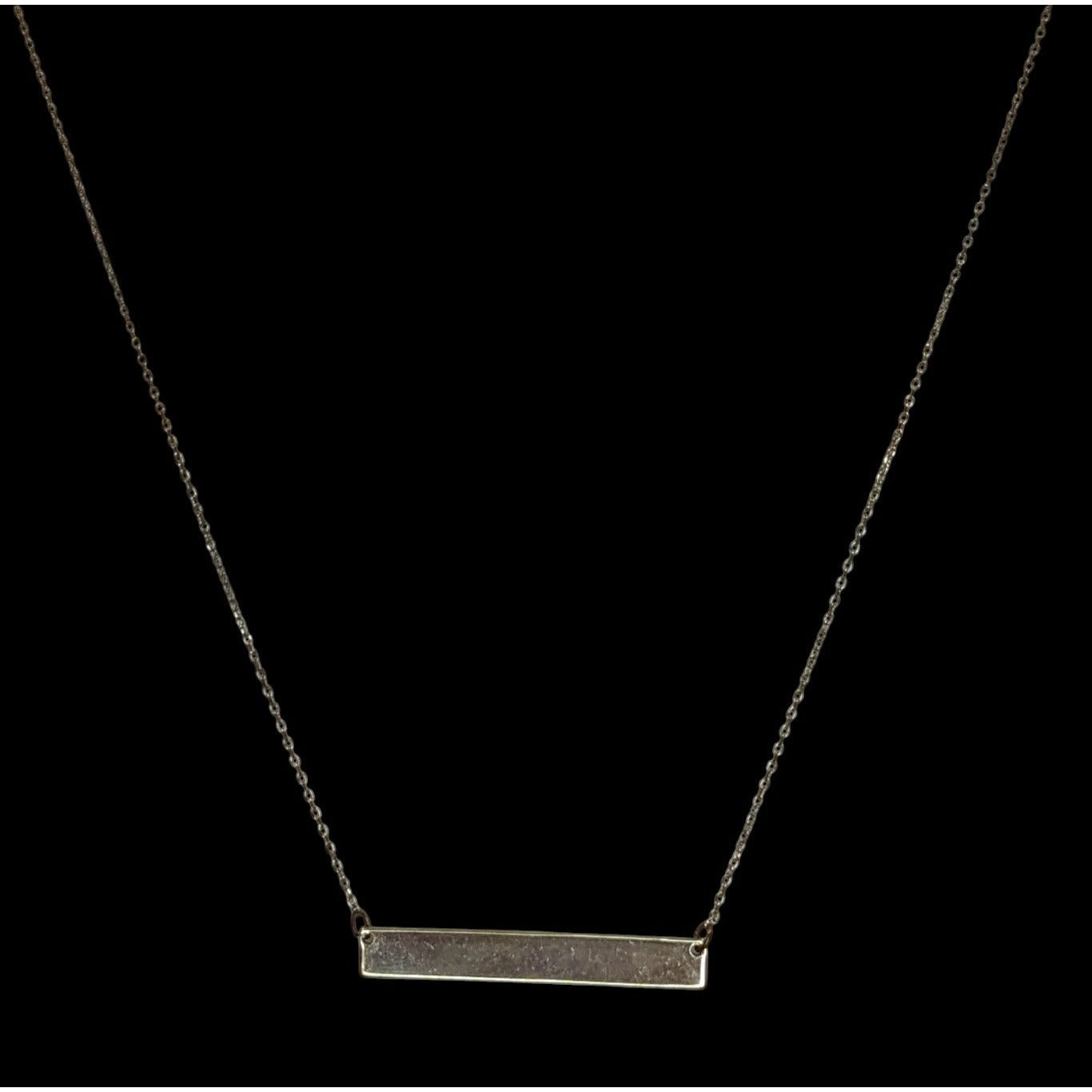 Simple Rectangular Minimalist Gold Tone Bar Pendant Necklace Geometric Jewelry