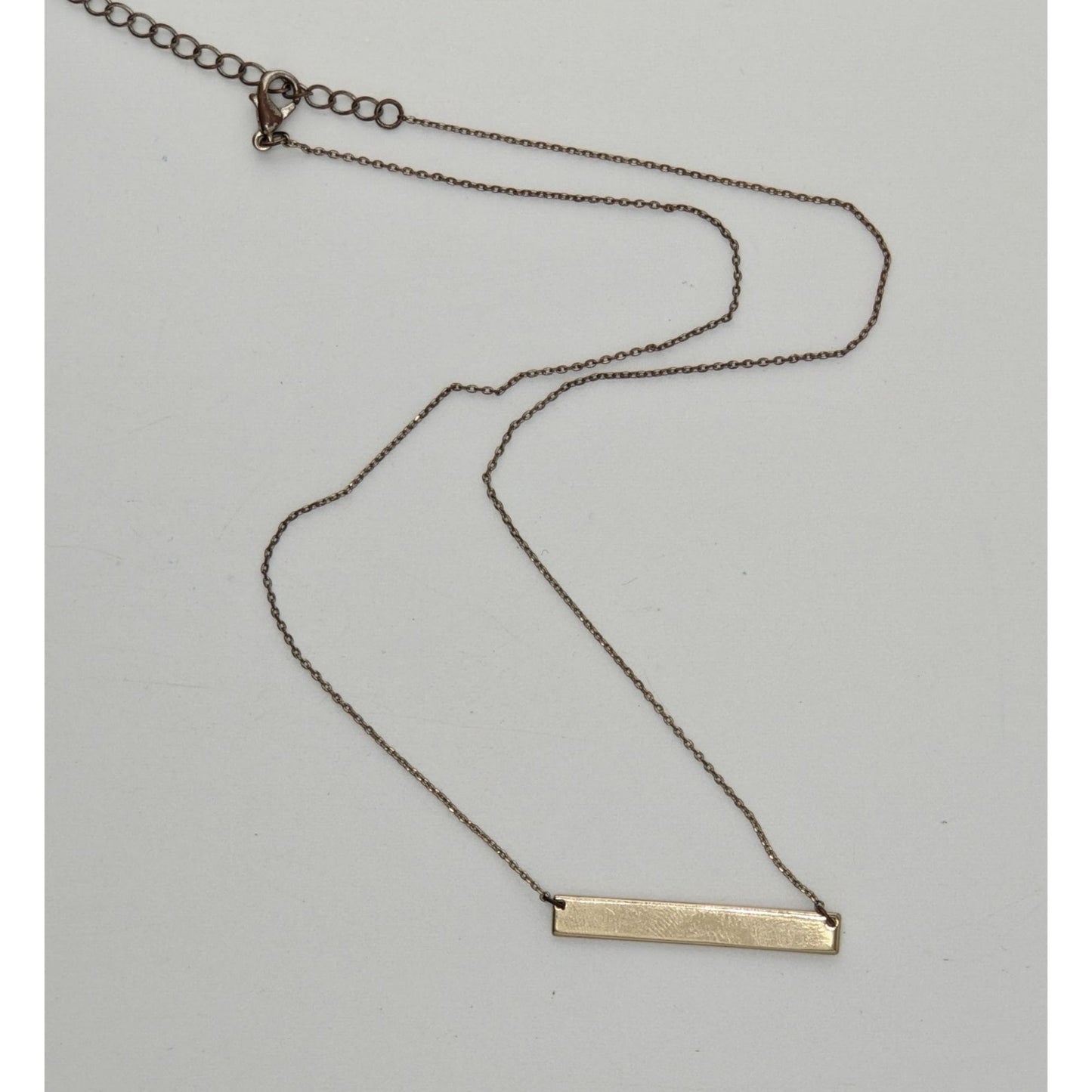Simple Rectangular Minimalist Gold Tone Bar Pendant Necklace Geometric Jewelry