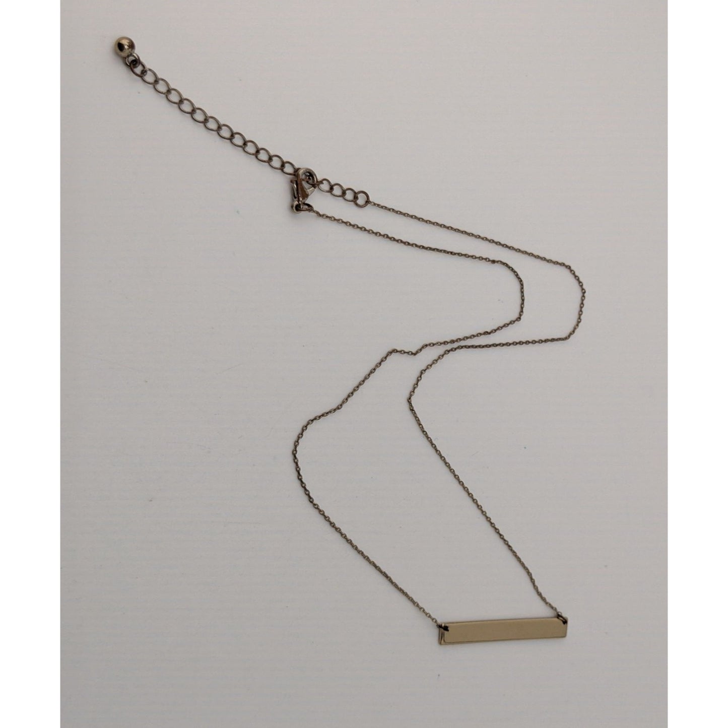 Simple Rectangular Minimalist Gold Tone Bar Pendant Necklace Geometric Jewelry