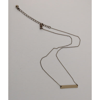 Simple Rectangular Minimalist Gold Tone Bar Pendant Necklace Geometric Jewelry